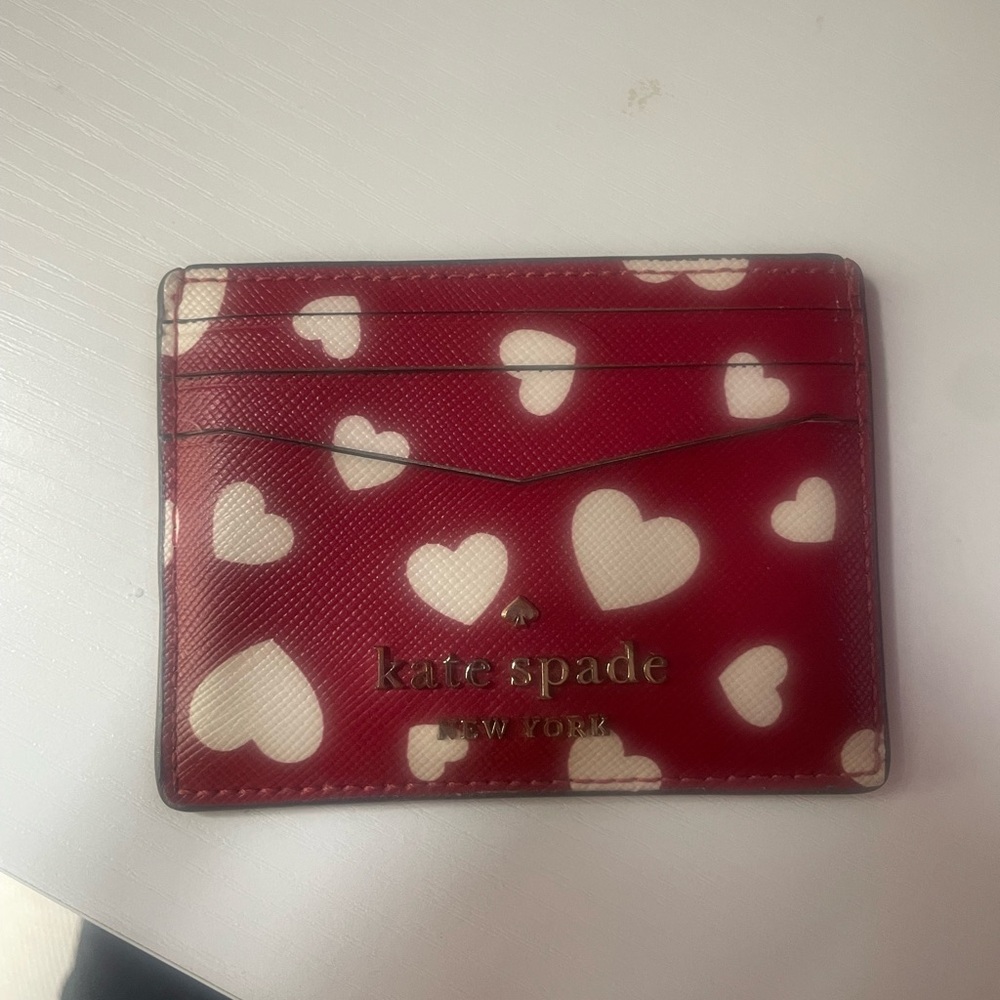 Kate Spade Red and White Heart Card Holder
